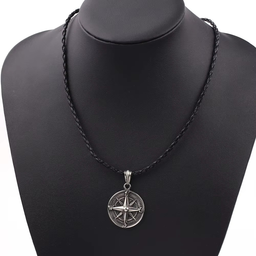 TAKARA TOMY Kompass-Anhänger-Halskette, Edelstahl, Silber, Unisex - Bild 4