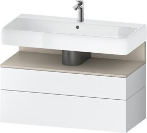 Duravit Waschtischunterschrank Qatego in Weiß Hochglanz, Wandmontage mit integrierter Beleuchtung und internen Schubladen, B/T/H: 99 x 47 x 59 cm - Bild 1
