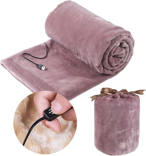 Yiran Furniture USB-Heizdecke für unterwegs in Grau, tragbare Plüsch-Heizdecke mit 5 Stufen und Schnellheizfunktion, B/B: 160 x 85 cm - Bild 1