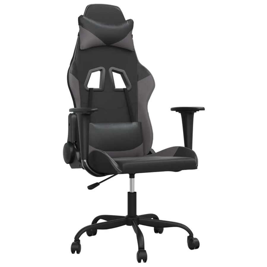 vidaXL Gaming-Stuhl in Schwarz und Grau aus Kunstleder mit Rollen und 360-Grad-Drehfunktion - Bild 2