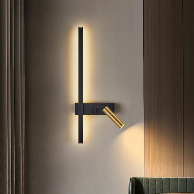 Feimefeiyou Moderne LED Wandleuchte im Nordic Design für Wohnzimmer und Schlafzimmer, Up-Down Licht, Metall, Schwarz oder Gold/Messing - Bild 1