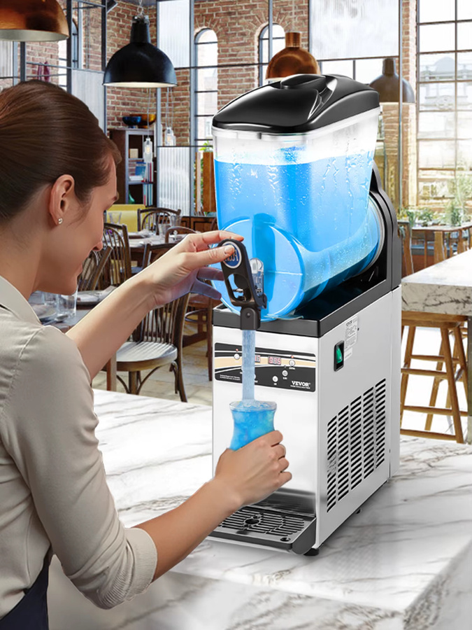 Succebuy Slushy Machine mit 15 l Volumen, kommerzieller Frozen Drink Maker aus Edelstahl in Silber für Restaurants, Cafés und Bars - Bild 1