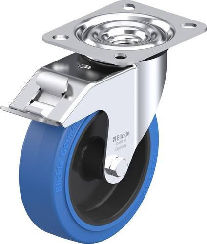Blickle Lenkrolle LE-POEV 125G-FI-SB mit Feststeller, Rad-Durchmesser: 125 mm, Tragfähigkeit: 150 kg, blau/schwarz, verzinkt - Bild 1