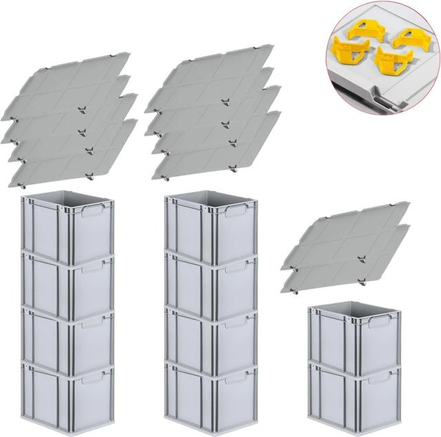 PROREGAL Spar Set mit 10x Eurobox Nextgen Economy in Gelb inklusive Auflagedeckel und 4x Schiebeschnappverschlüssen, H x B x T: 32 x 30 x 40 cm - Bild 1