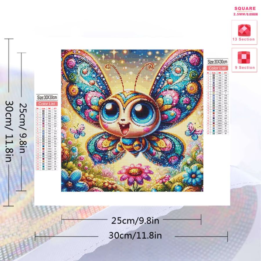 Evershine Diamantmalerei DIY Set mit Schmetterling, Honigbiene und Blumen in Multicolor, Full Round, Breite: 20 cm, Höhe: 20 cm - Bild 2