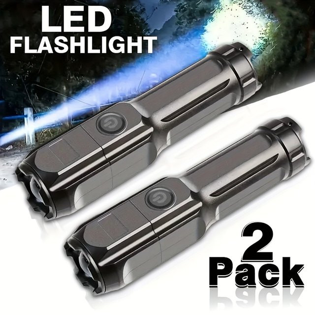 Heinast Multifunktionale LED-Taschenlampe in Schwarz, wiederaufladbar mit Zoom und 3 Modi, wasserdicht - Bild 1