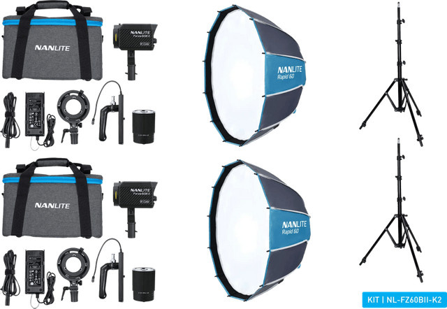 Nanlite Forza 60B II LED Bi-Color Dual Kit in Schwarz mit Lichtstativ und Softbox - Bild 1