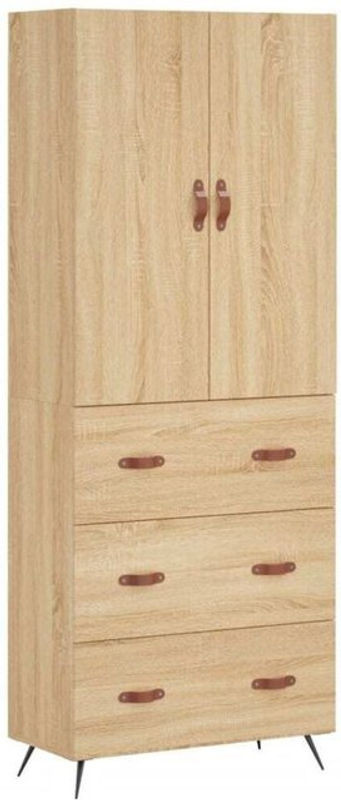 Highboard Vidaxl Sonoma-Eiche Natur Braun aus Holzwerkstoff und Metall im skandinavischen Design, B/T/H: 69,5 x 34 x 180 cm - Bild 1