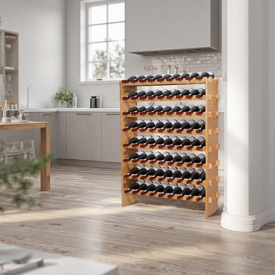 Buying Solutions MB Modulares Weinregal aus Kiefernholz in Braun, 8 Etagen für 72 Flaschen, freistehendes Weinlagerregal - Bild 2