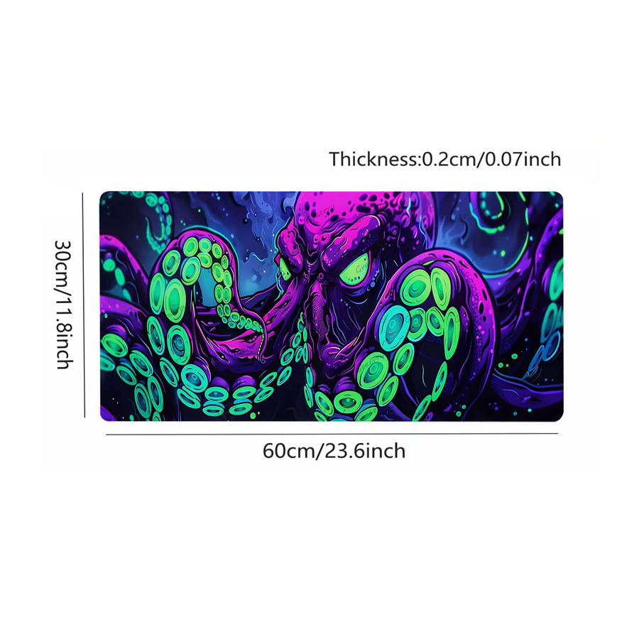 Mairuige Extragroßes Gaming-Mauspad mit hochauflösendem Octopus Cthulhu-Monster Design in Multicolour und genähten Kanten - Bild 3
