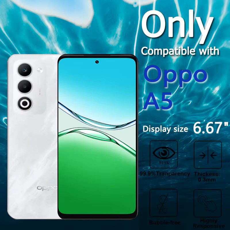 Displayschutzfolien aus gehärtetem Glas für Oppo A5 5G, 6,67 Zoll, transparent, kratzfest und fingerabdruckarm - Bild 2