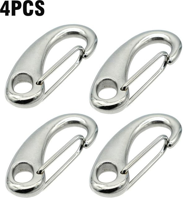 4er-Set Ei Electronics Marine Schnellkarabiner aus Edelstahl in Silber für Boot, Camping und Outdoor - Bild 1
