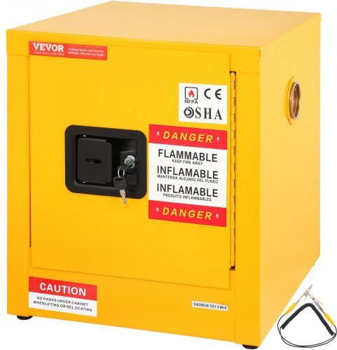 VEVOR Gefahrstoffschrank Gelb aus Stahl mit 1 verschließbarer Tür, B/T/H: 43 x 43 x 46 cm - Bild 1