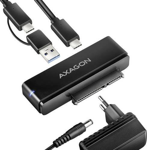 AXAGON ADSA-FPX FastPortX USB-Hub mit USB-A und USB-C sowie SATA zu USB-C Konverter, USB 3.1 Gen1 5 GBit/s, Schwarz - Bild 1