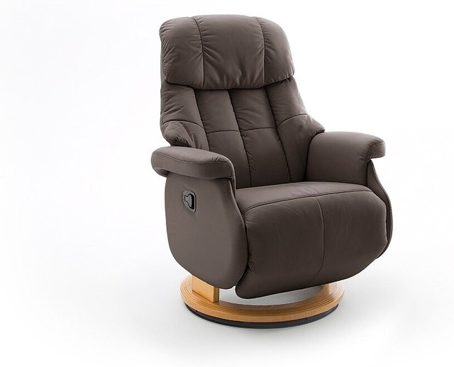 CALGARY COMFORT iNNoSeat Relaxsessel in Braun mit Rindsleder und Kunstleder sowie Massivholzrahmen - Bild 1