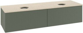 V&B Waschtischunterschrank Antao mit Frontstruktur und Beleuchtung in Grau-Grün, B: 160 cm, T: 50 cm - Bild 1
