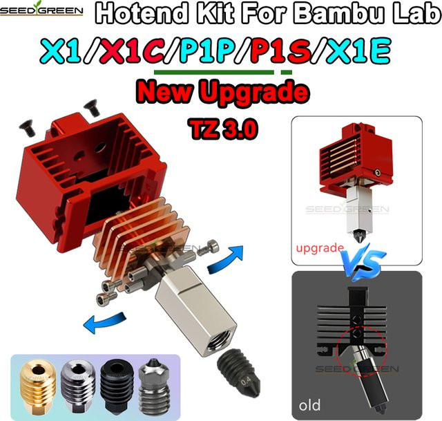 BambuLab Upgrade TZ3.0 Ganzmetall Hotend für P1S P1P X1 X1C Hochtemperatur-Druckkopf - Bild 1