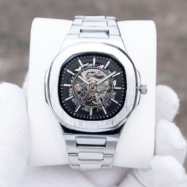 Reef Tiger Armbanduhr, Automatik, Edelstahl, eckig, Schwarz, Silber, Herren - Bild 1