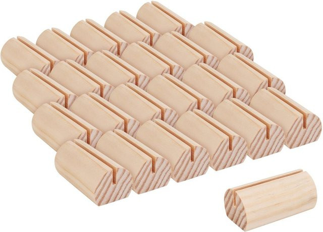 VBS Kartenhalter aus Holz in Beige, 24 Stück, Barrenform für Tischdekoration und Partys, B/T/H: 5,5 x 2,5 x 3,0 cm - Bild 1