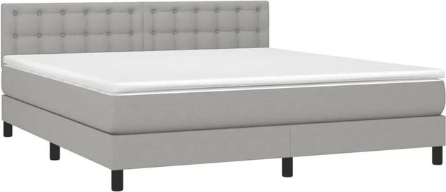 vidaXL Boxspringbett Hybrid mit Matratze und LED-Unterbettbeleuchtung, Hellgrau, B/T/H: 180 x 200 x 78 cm - Bild 1