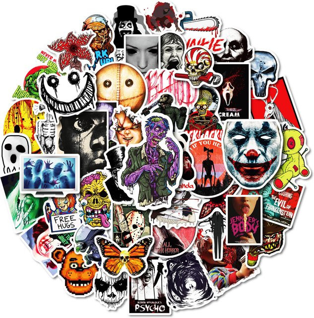 50 Stück klassische Horrorfilme Graffiti Aufkleber in Multicolour von BulingBulingStickers Store - Bild 1