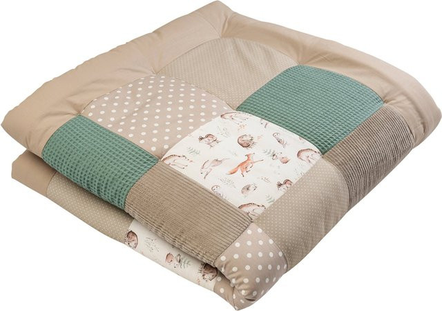 Ullenboom Krabbeldecke und Laufgittereinlage aus Waffelpiqué und Cord in Multicolour, B/T: 120 x 120 cm - Bild 1