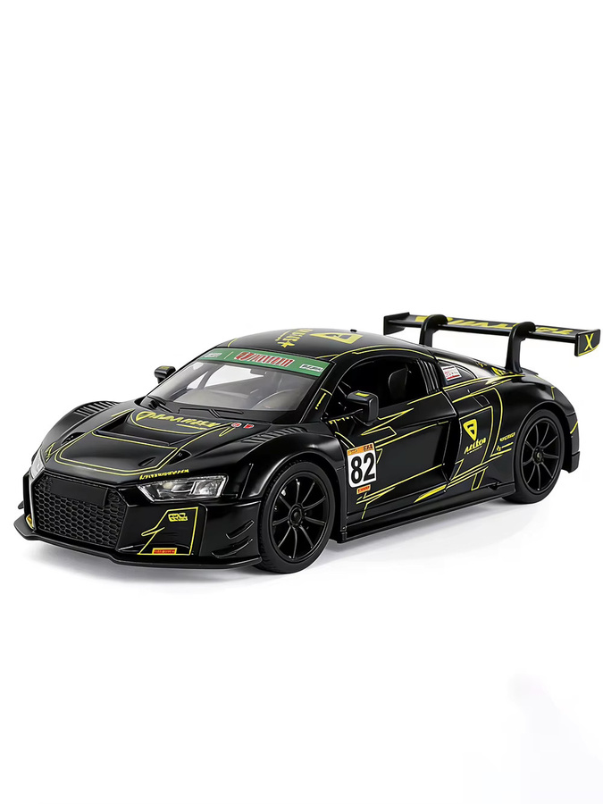 MAKEDA Audi R8 LMS GT3 Nissan GT-R NISOM Supersportwagen, Modellauto, 1:32, mit Sound und Licht, mit öffnenden Türen und Rückziehfunktion - Bild 3