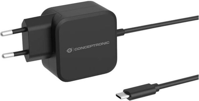 Conceptronic OZUL04BE 67W GaN USB-PD-Ladegerät mit integriertem USB-C-Kabel in Schwarz - Bild 1