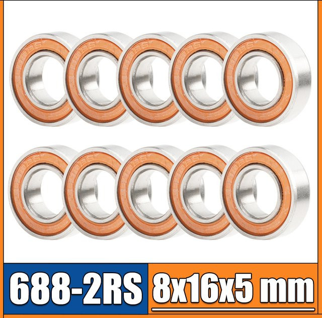 FUSHI 688-2RS Miniatur-Kugellager ABEC-3, 10 Stück, Orange, B/D/H: 8 x 16 x 5 mm - Bild 1