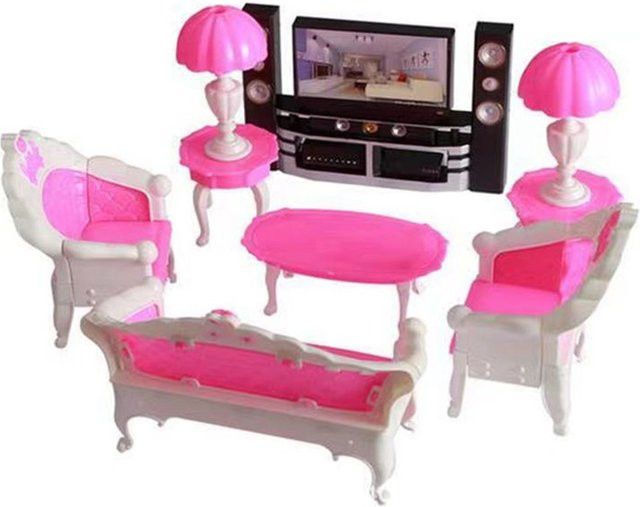 Barnewa Miniatur-Simulationssofa für Puppen in Pink, Puppenhausmöbel für 12 Zoll Puppen und DIY-Spielzeug - Bild 1