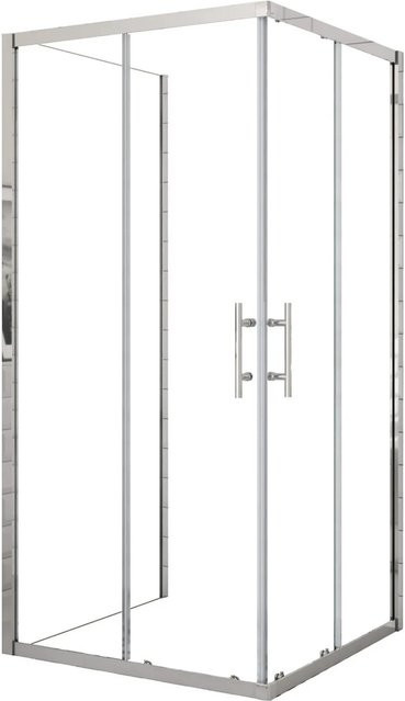 AICA U-Form Duschkabine mit Schiebetür und Eckeinstieg aus ESG Sicherheitsklarglas, Farbe: Transparent/Silber, B/T/H: 76 x 70 x 185 cm - Bild 1