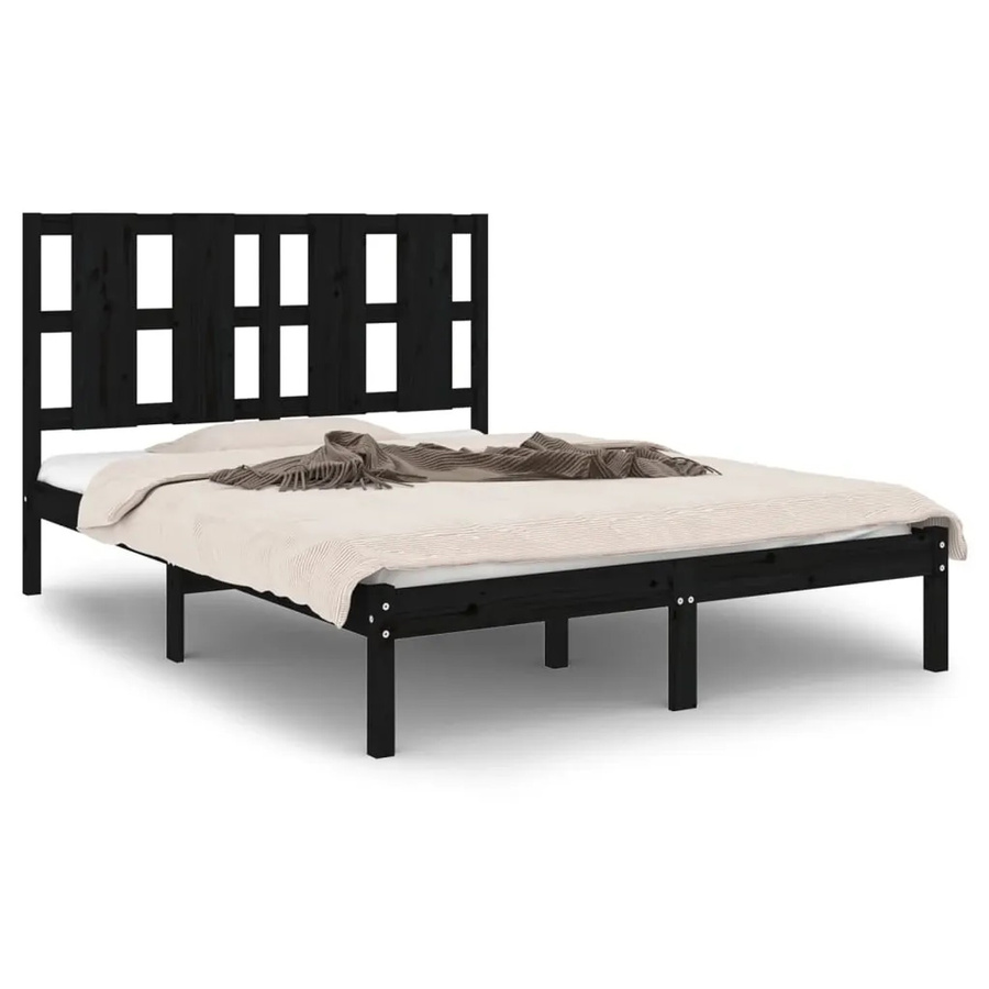 vidaXL Massivholzbett aus Kiefer in Schwarz, B/T/H: 140 x 190 x 145,5 cm - Bild 2