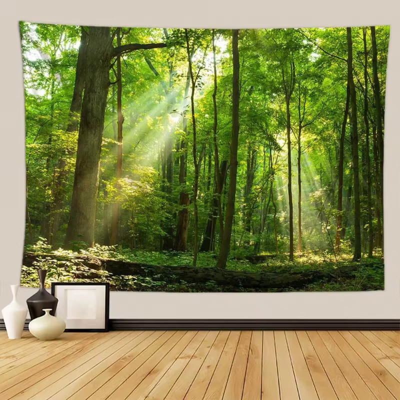 VIKAMA Wandteppich mit Waldlandschaft als ästhetische Wanddekoration, B/H: 60 x 40 cm - Bild 1