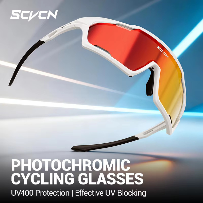 SCVCN Sportsonnenbrille, Photochrome, Unisex, Vollrand, Kunststoff, weiß - Bild 2