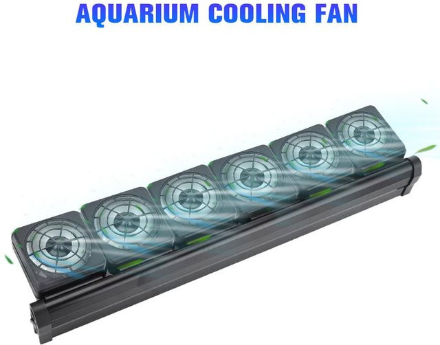Koogeelife Aquarium-Ventilator als Kühlventilatorsystem für Salz- und Süßwasser-Aquarien, 6 Lüfter, Schwarz - Bild 1