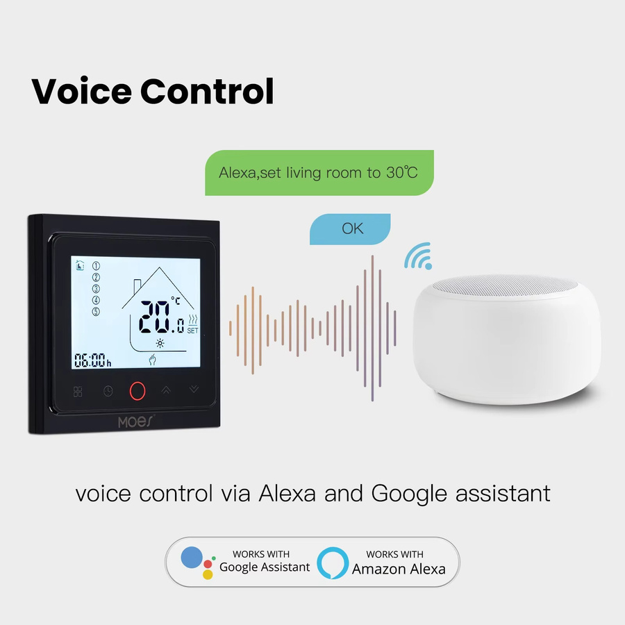 MOES Tuya ZigBee Smart Thermostat zur Raumtemperaturregelung für Wasser- und elektrische Fußbodenheizungen sowie Gaskessel, Weiß - Bild 2