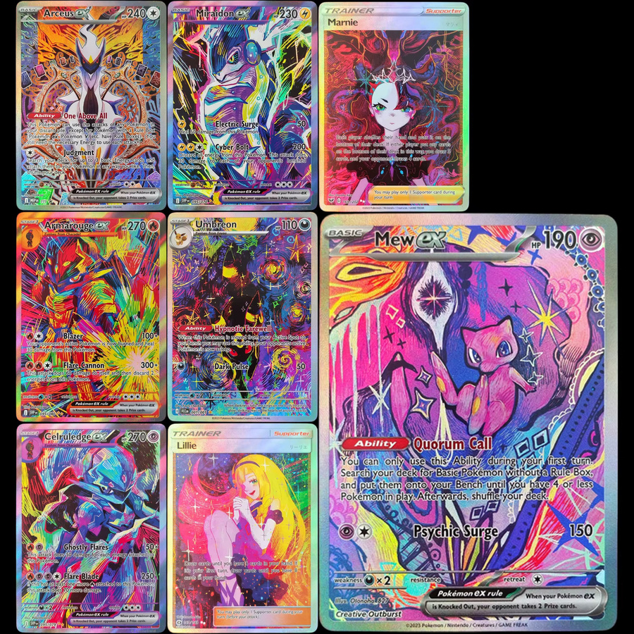 FUNISM Pokémon Spiel-Sammlungskarten, Mew, Arceus, Umbreon, Miraidon, Lillie, Marnie, Englisch, Set / Bundle - Bild 2
