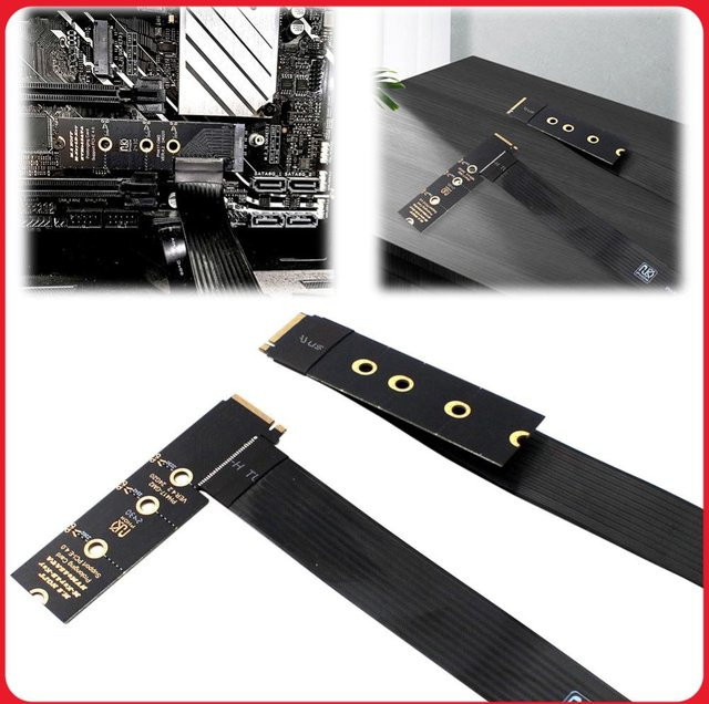 MOJOYCE M.2 NVMe SSD Verlängerungskabel PCIe 4.0 x4 M-Key Riser-Karte für M.2 2230 2242 2260 2280 SSD in Schwarz - Bild 1