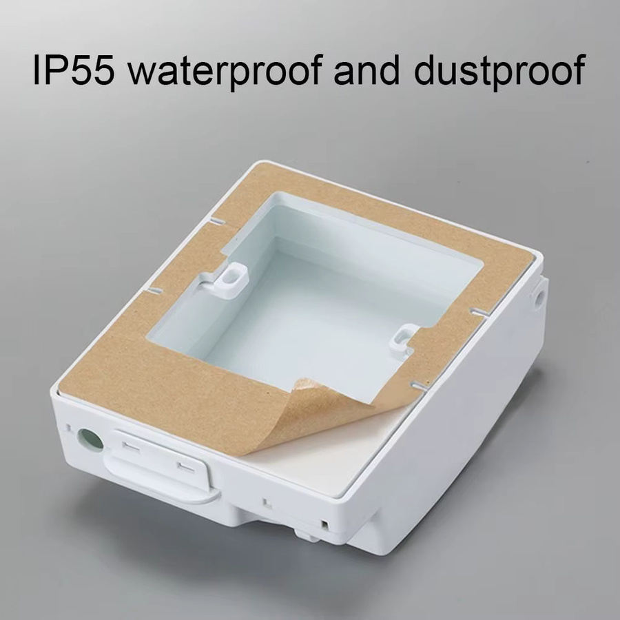 Wasserdichte und staubdichte Steckdosen-Abdeckung für den Außenbereich, abschließbare Schutzbox Typ 86 in Weiß, B/T/H: 12,0 x 10,2 x 9,0 cm - Bild 3