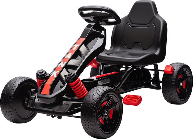 AIYAPLAY Gokart Tretauto mit Handbremse und EVA-Räder, Rot, ab 3 Jahren - Bild 1