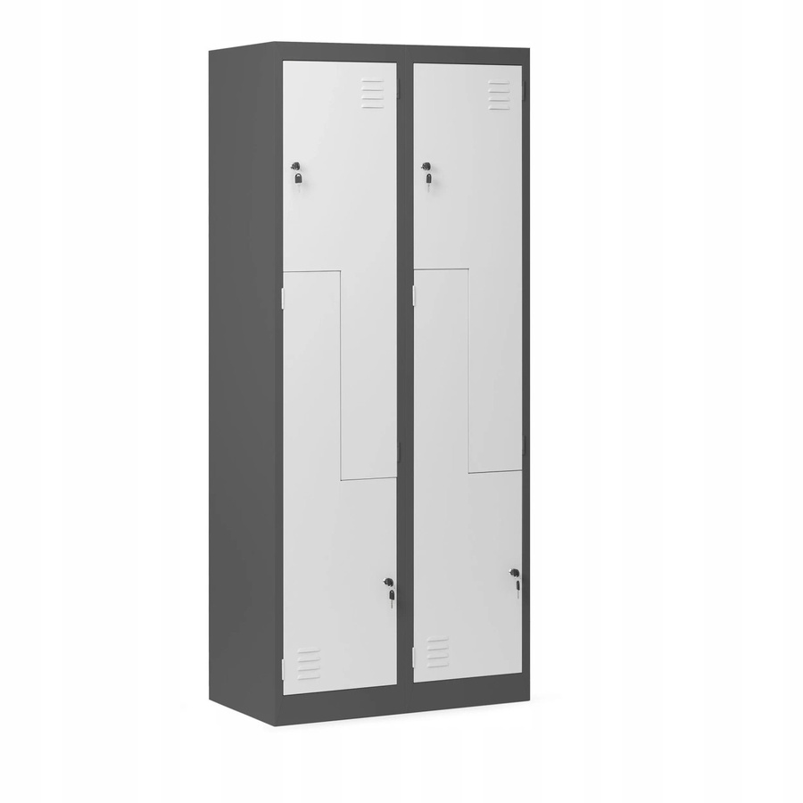 Jan Nowak Spind Schrank JULIA in L-Form aus Stahl, Anthrazit-Weiß, H: 185 cm, B: 80 cm, T: 45 cm - Bild 2