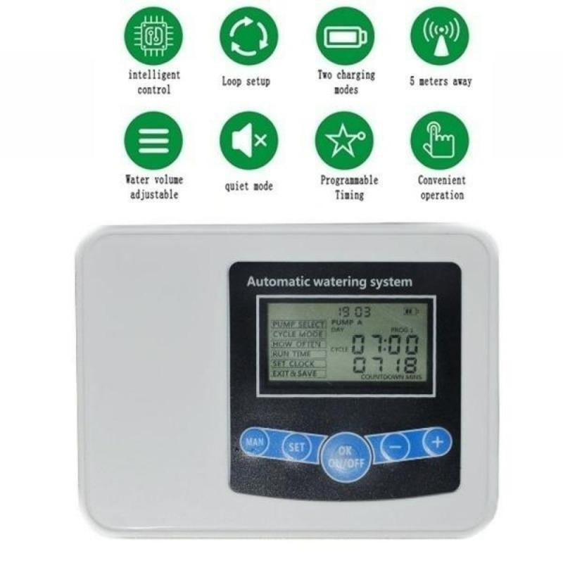Bling Bling Goods Automatisches Garten-Tropfbewässerungssystem mit Solar-Controller, digitalem Timer und Doppel-Pumpe - Bild 5