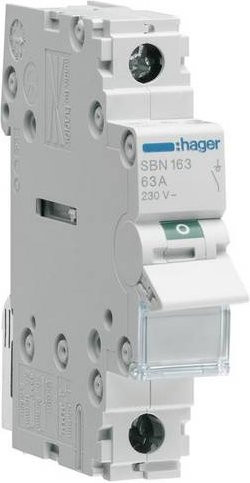 Hager Ausschalter 1-polig 63A 1 Schließer 230V SBN163 - Bild 1