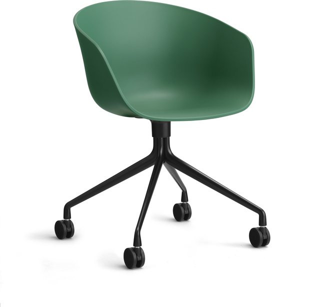 HAY About A Chair AAC 24 Schwenkbarer Designstuhl in Grün mit Stahlgestell - Bild 1