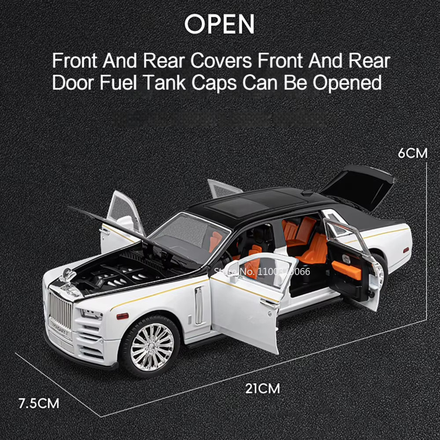 MAKEDA Rolls Royce Phantom, Spielzeug Modell Auto, mit Licht und Sound, Metall, Schwarz - Bild 2