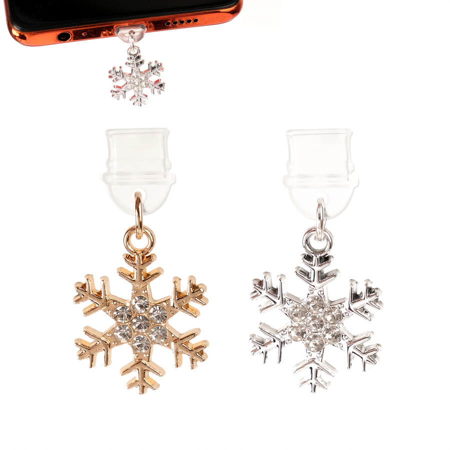 Schneeflocken-Charm Staubschutz für iPhone und Typ-C Geräte als Weihnachtsdekoration - Bild 4