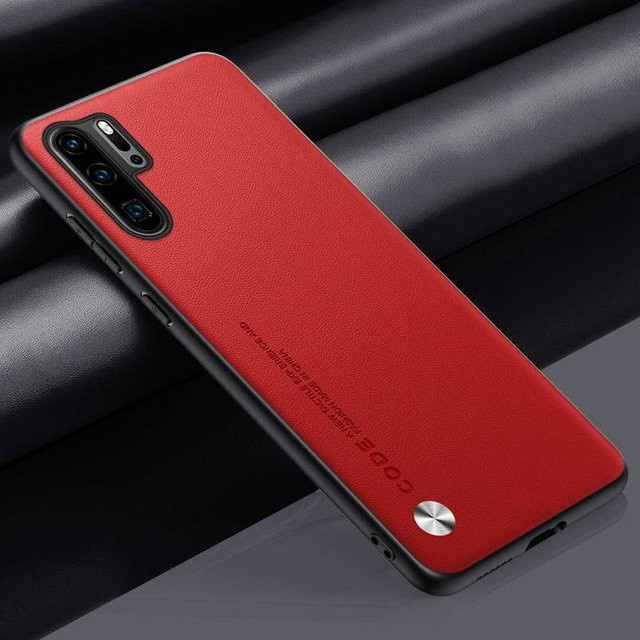 Luxus Handyhülle aus PU Leder für Huawei P30 Pro und Huawei P30 in Rot mit mattem Silikon-Vollschutz - Bild 1