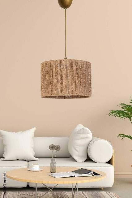Opviq Pendelleuchte in Braun aus Baumwolle und Kunststoff mit E27 Fassung, B/H/T: 30 x 60 x 30 cm - Bild 1
