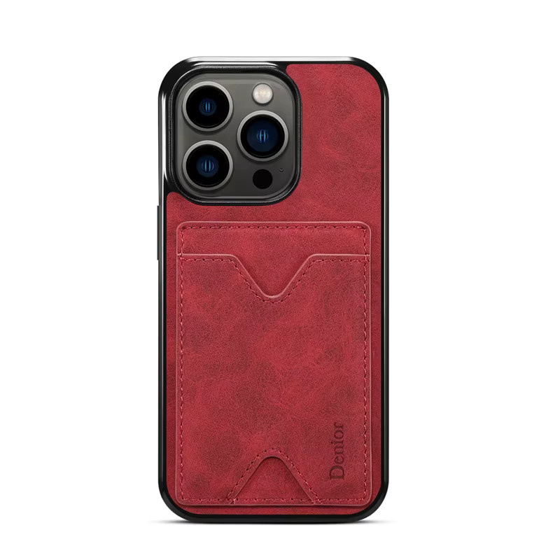 Denior Handyhülle aus PU Leder mit Kartenhalter für iPhone 15 14 13 12 Pro Max in Braun - Bild 2