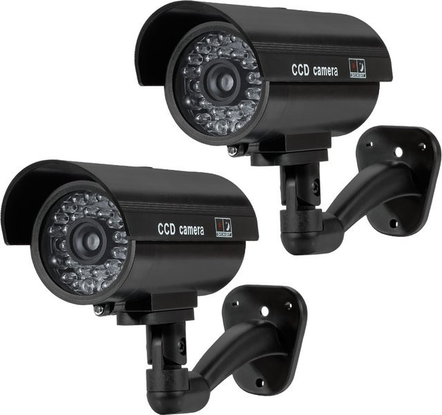 Fuers Dummy Kamera Simulation für Outdoor und Indoor mit LED Licht und Monitor zur Abschreckung, Schwarz - Bild 1